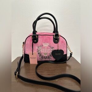 Juicy Couture Hot Pink Velour Heritage Bowler Bag Satchel Handbag Purse New